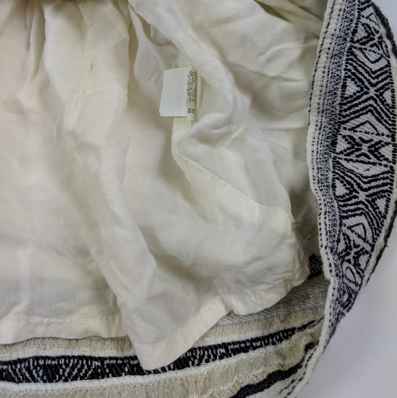 Zara Girls Cream Gold Striped Boho Skirt Brown Tie - Picture 2 of 4